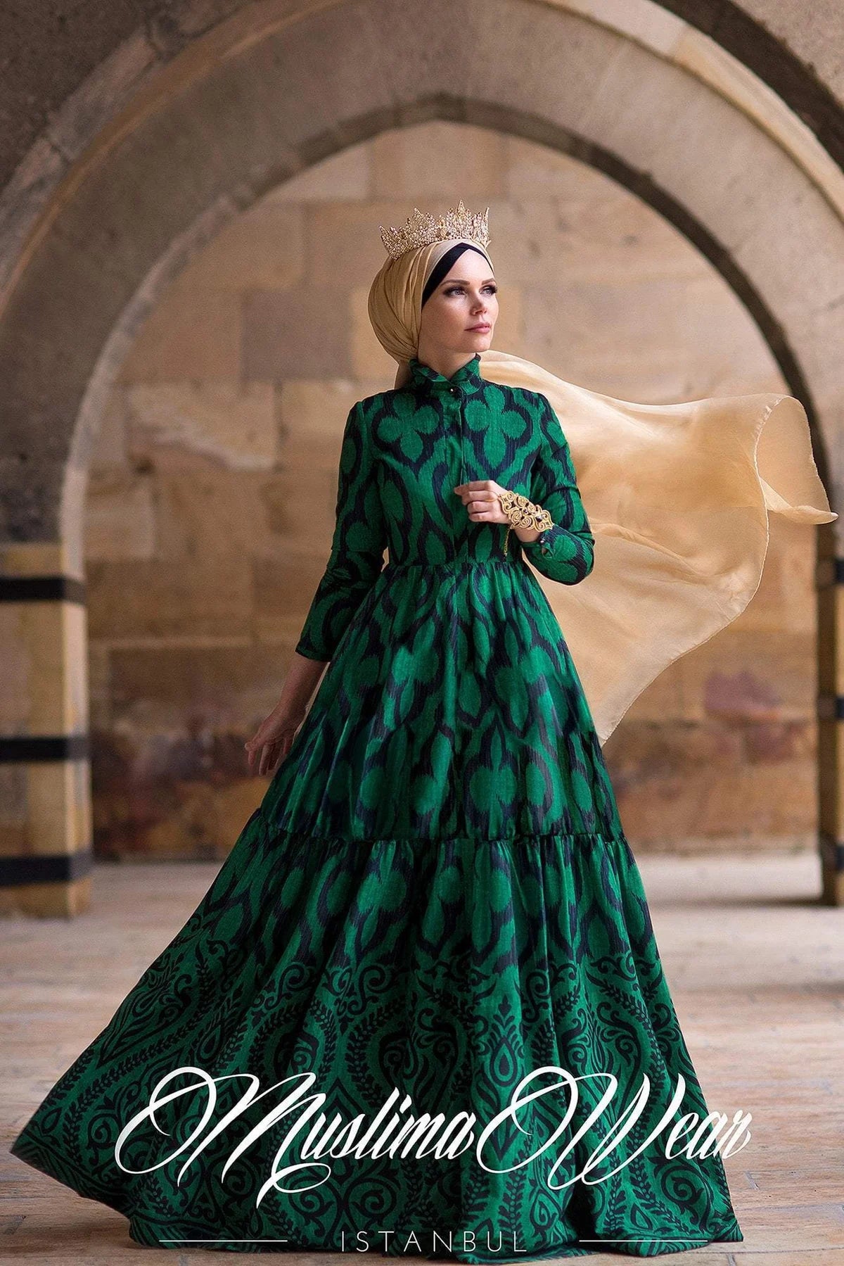 GREEN DIAMOND CHIFFON DRESS