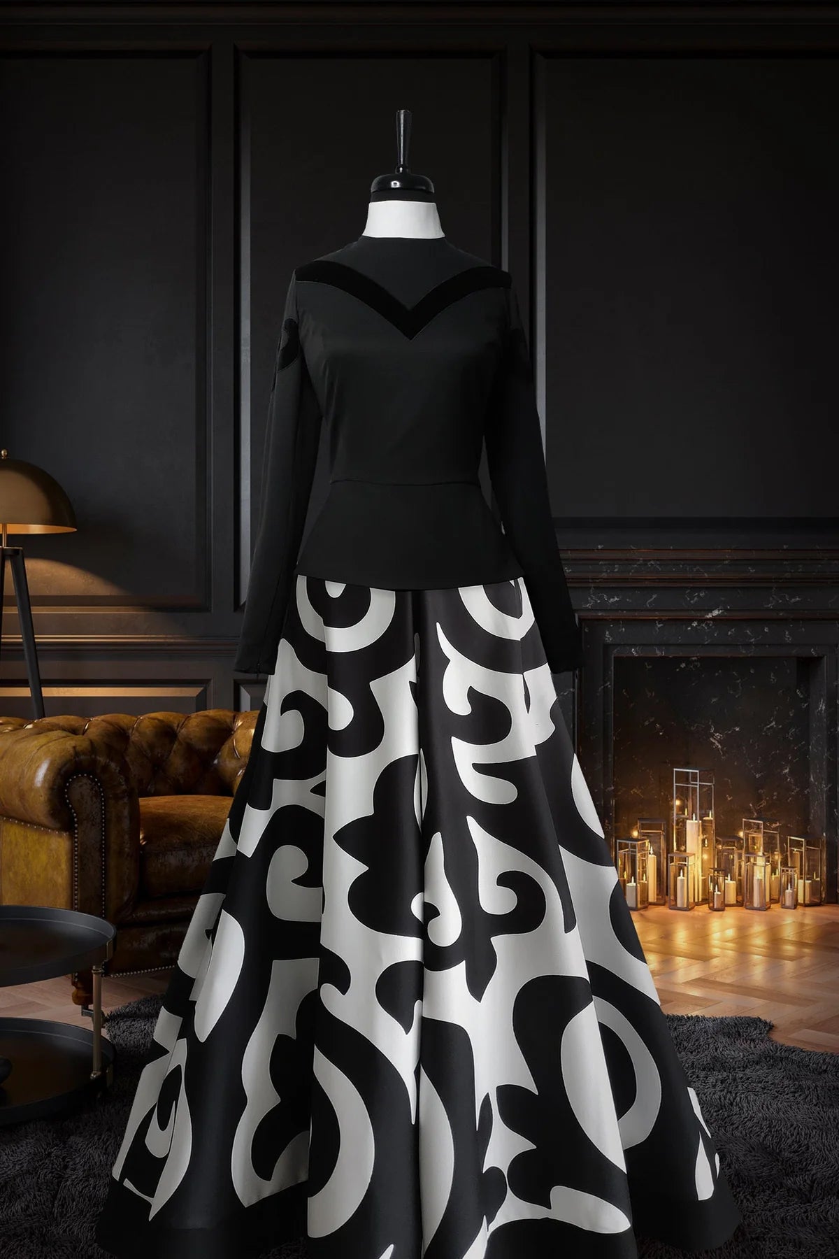 SILKWAY SKIRT WHITE BLACK