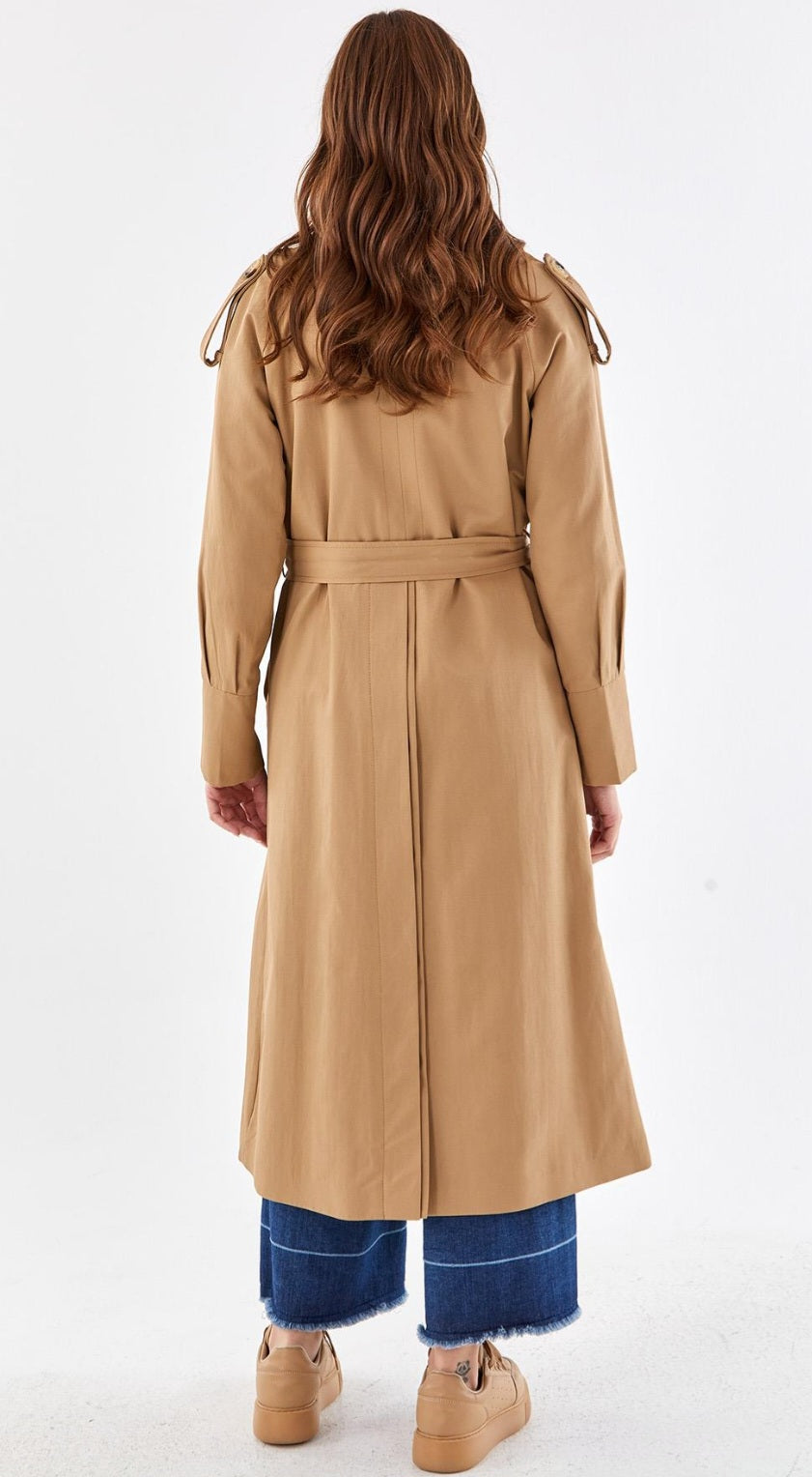 KAYRA Embroidered Double Breasted Trench Coat