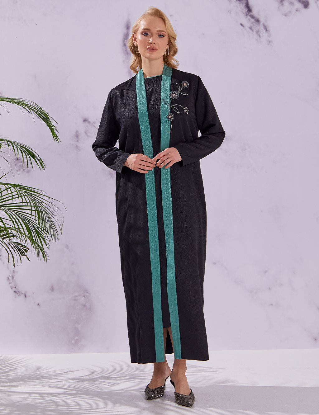 KAYRA Embroidered Dress Suit Black