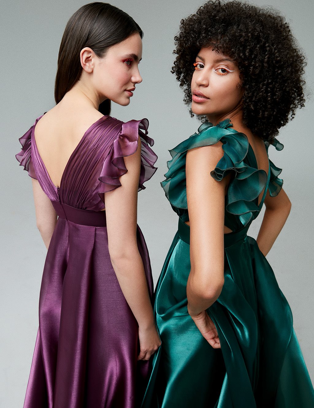 Tiara V Neck Organza Evening Dress Green