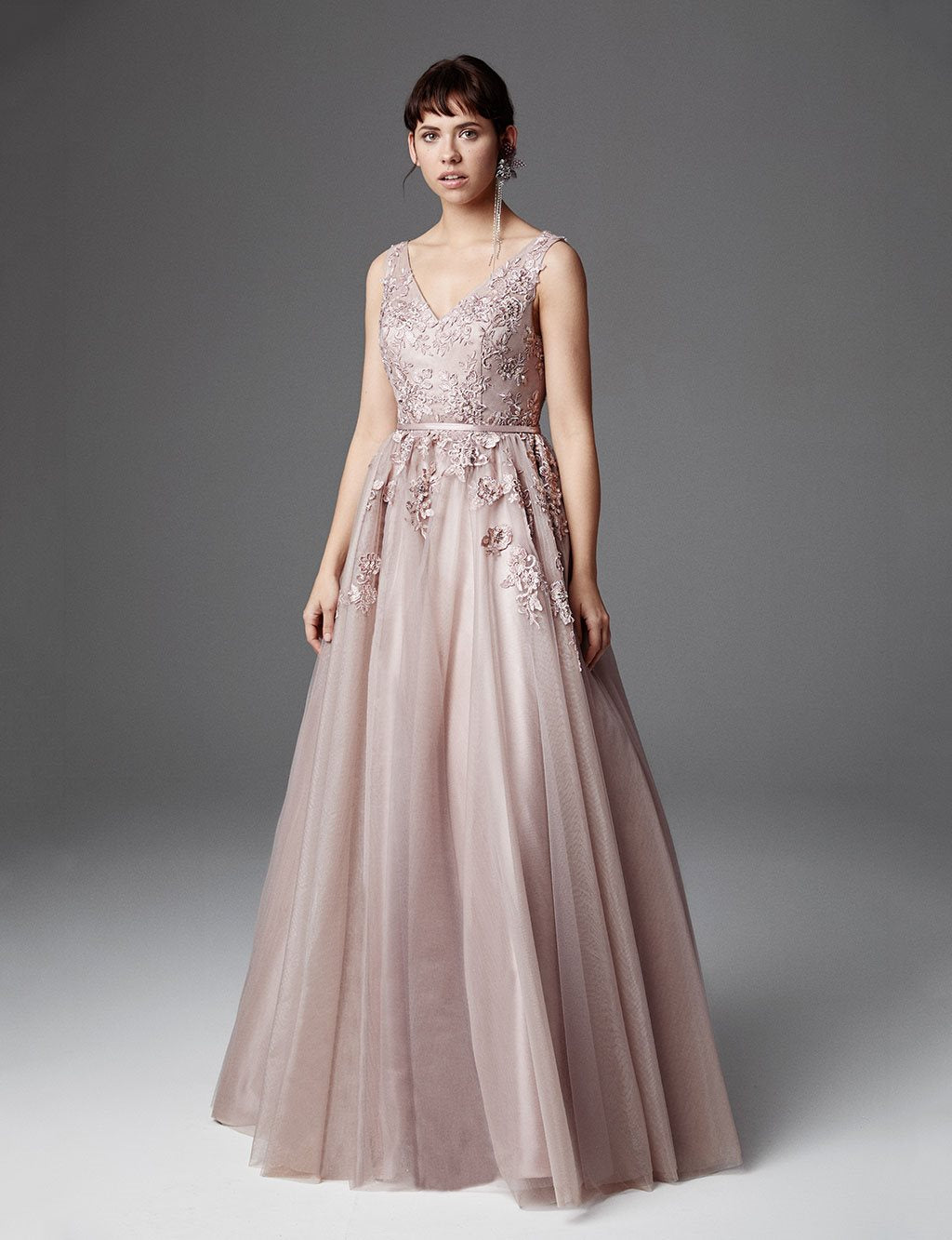 TIARA Embroidered Fluffy Skirt Evening Dress Lilac