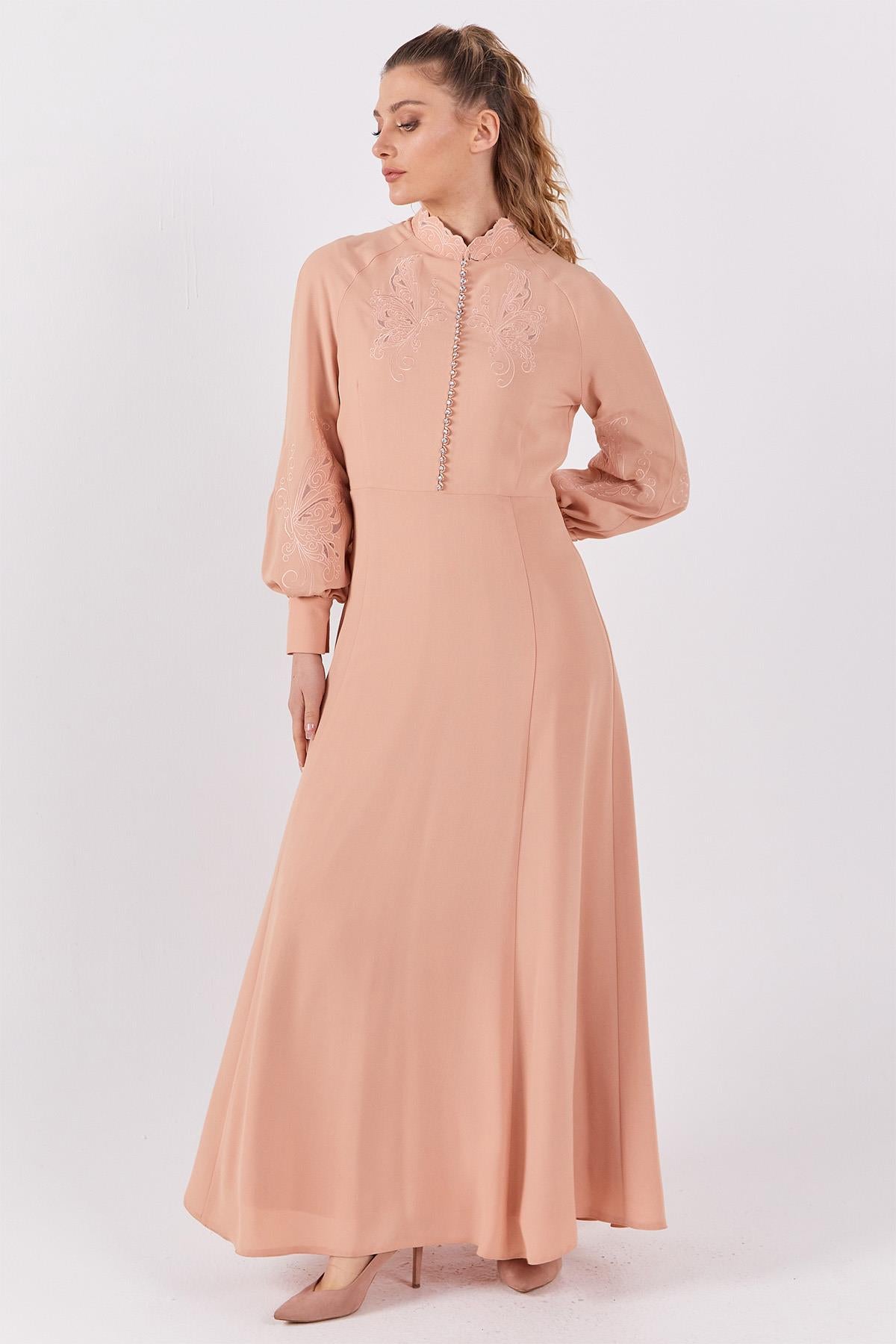 Kayra Long Dress-Powder