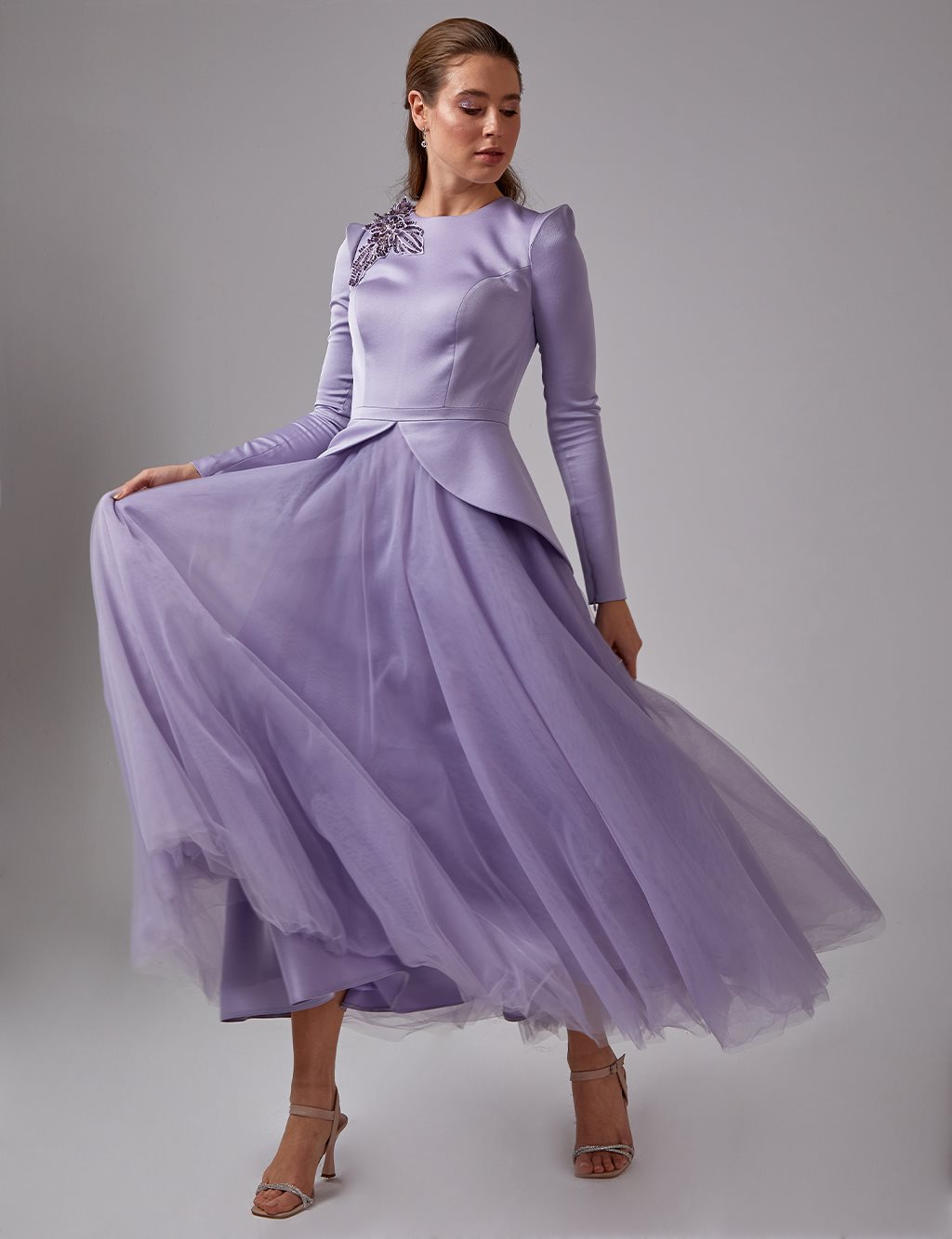 Tiara Tulle Skirt Evening Dress Purple