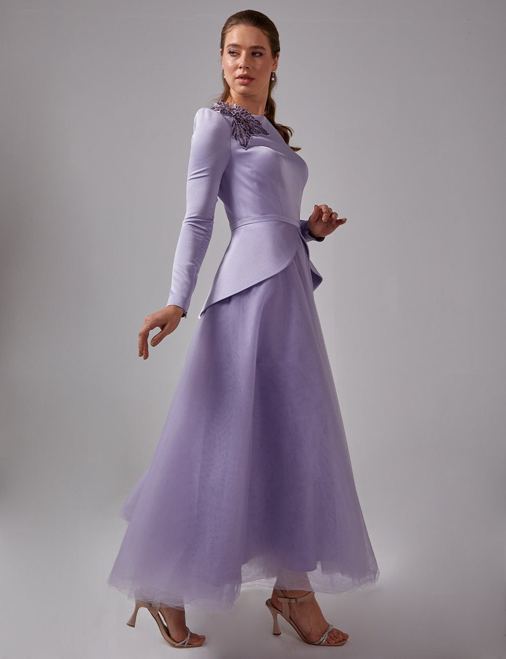Tiara Tulle Skirt Evening Dress Purple