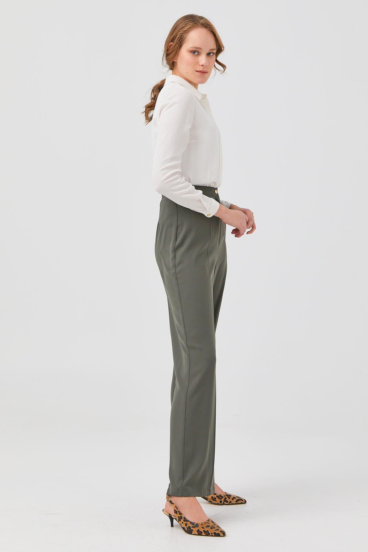 Vivencia Wide Leg Pants-Khaki Green
