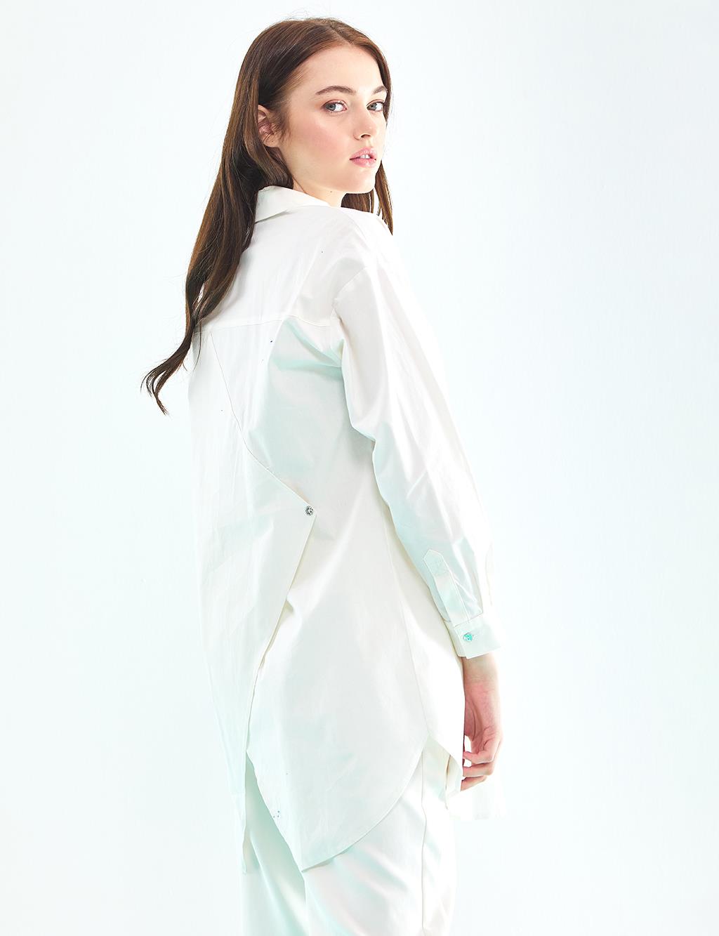 Kayra Garnish Placket Tunic Ecru