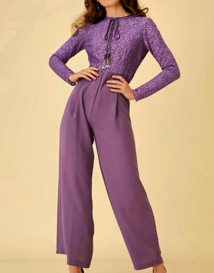 Lace Top Wide-Leg Jumpsuit