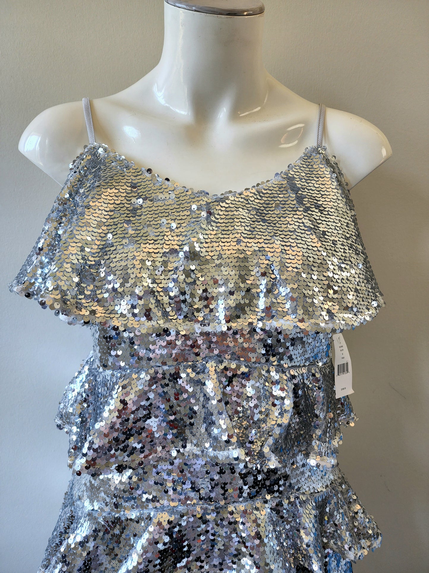 En Saison Sleeveless Sequin Tiered Mini Dress