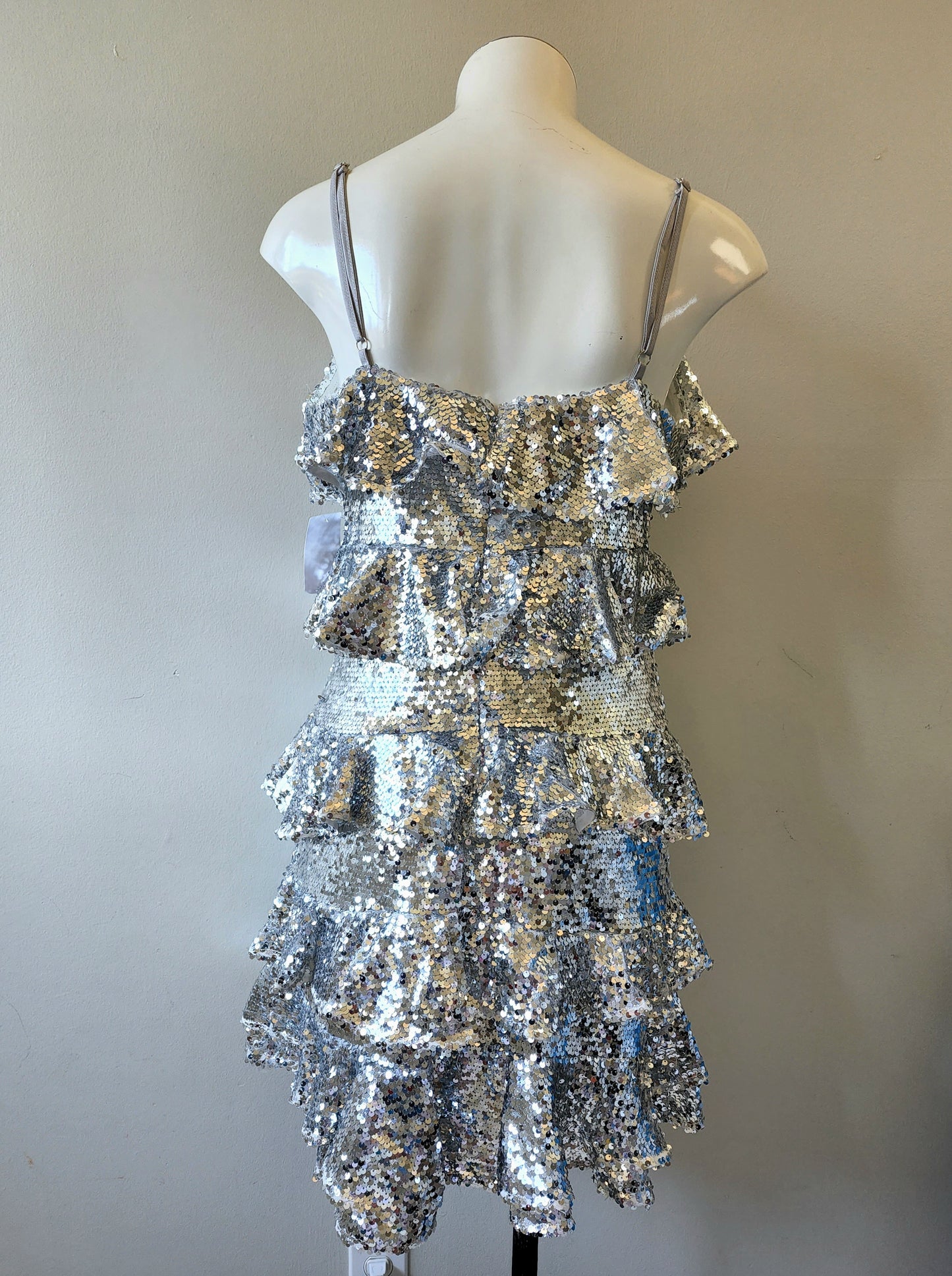 En Saison Sleeveless Sequin Tiered Mini Dress