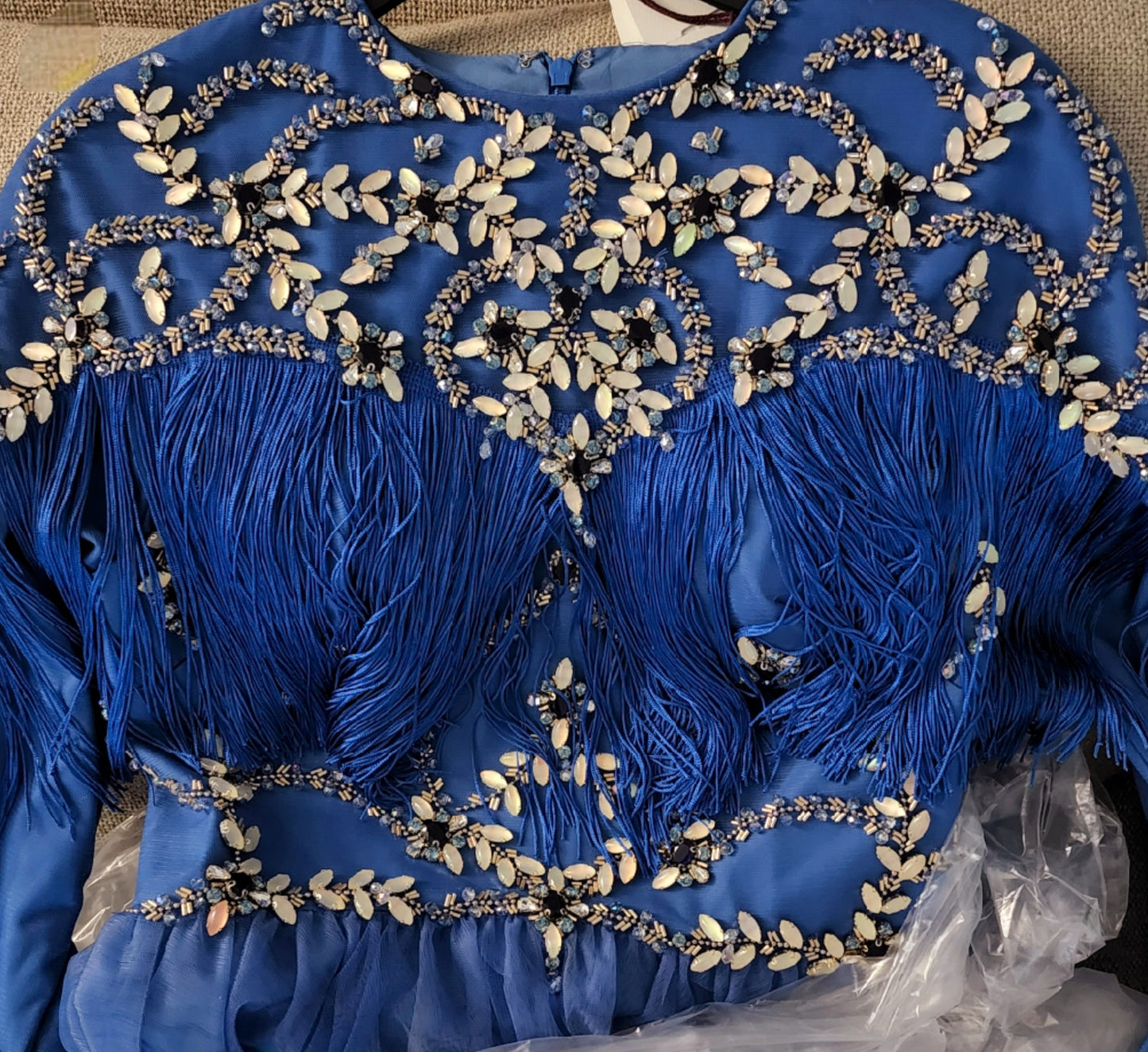 TIARA Fringe Detailed Evening Dress B9 26039 Blue TA-B9-26039-09