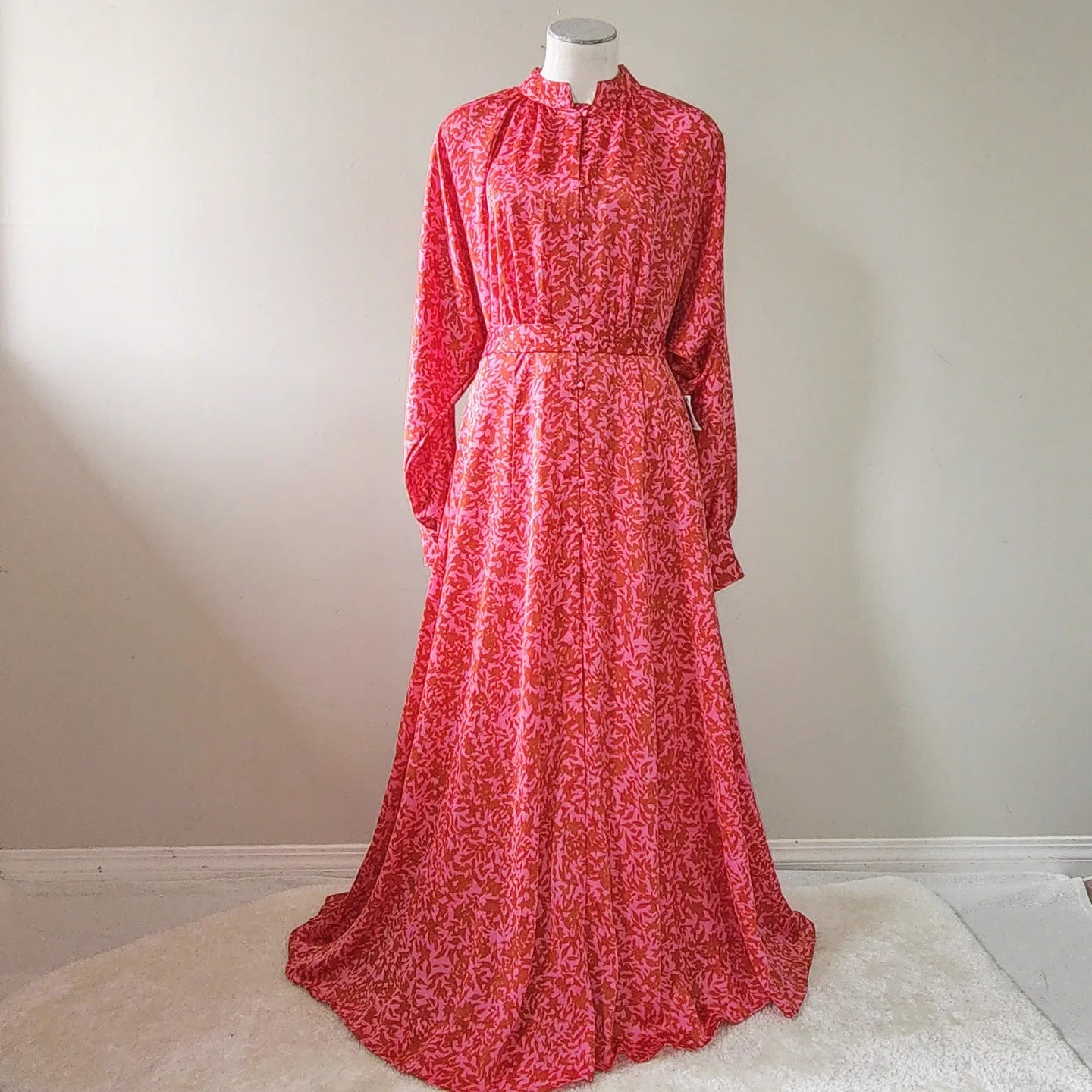 Long Satin Shirt Dress