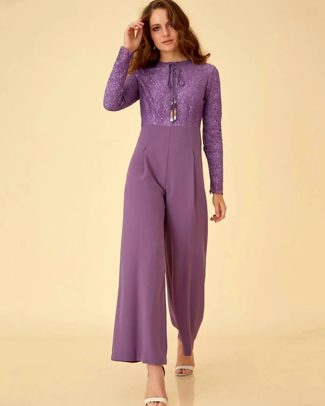 Lace Top Wide-Leg Jumpsuit