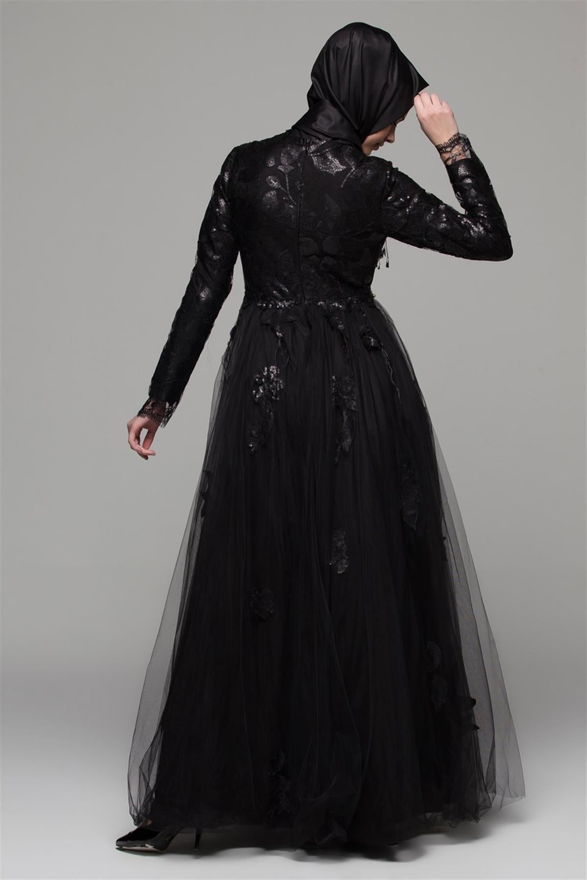 Armine Long Evening Dress Black