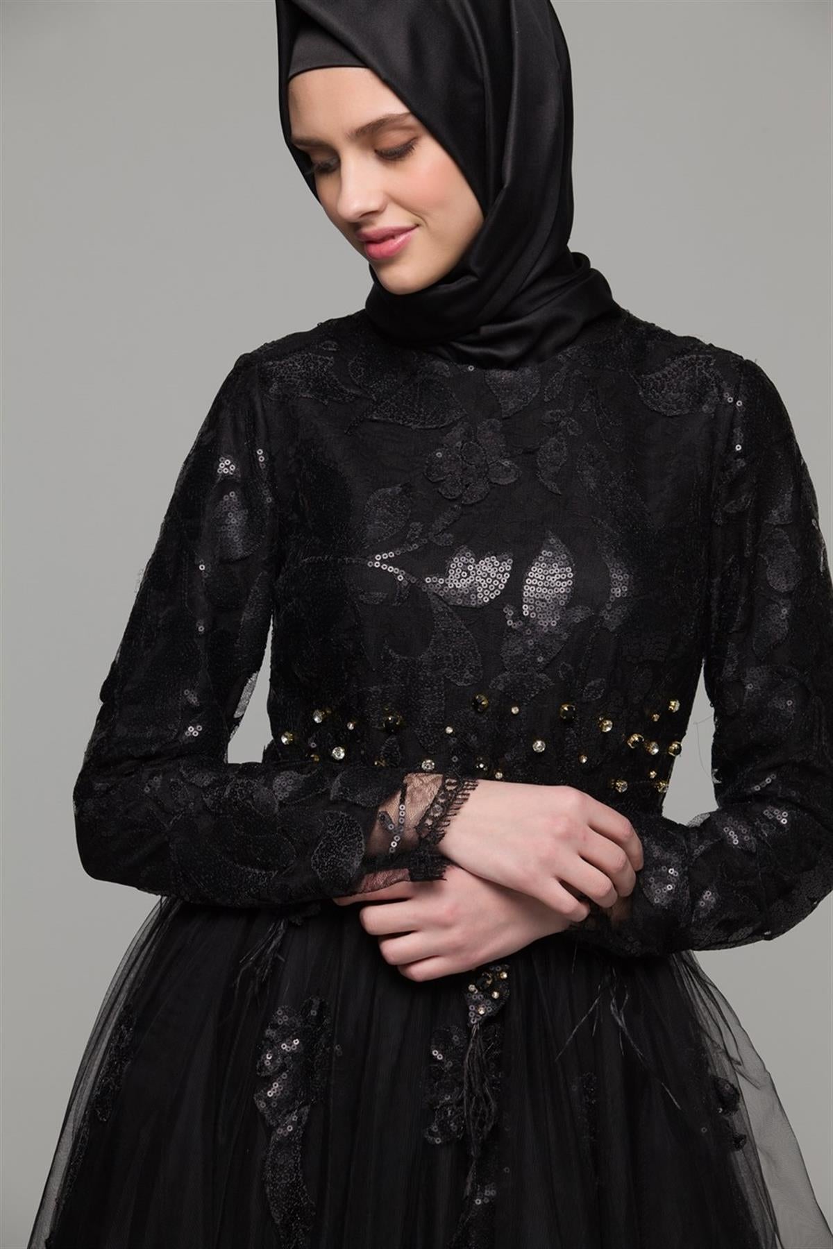 Armine Long Evening Dress Black