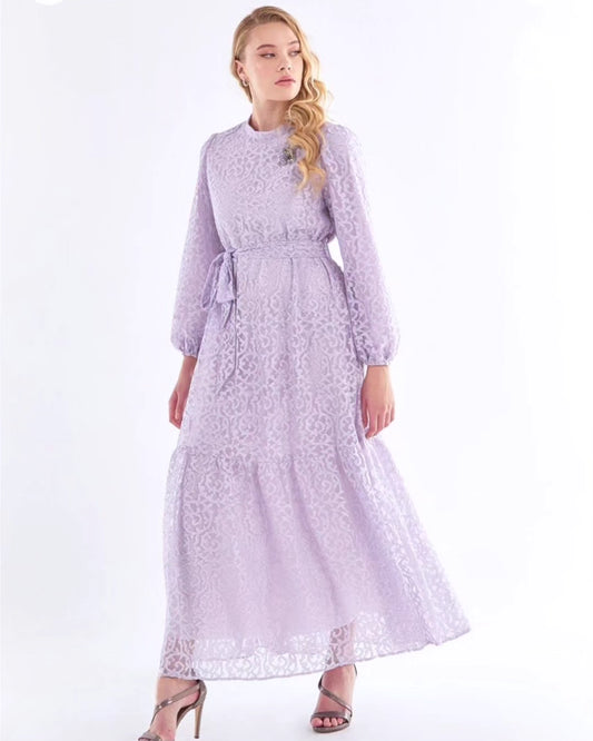 KAYRA Lace Dress-Lilac KA-B23-23103