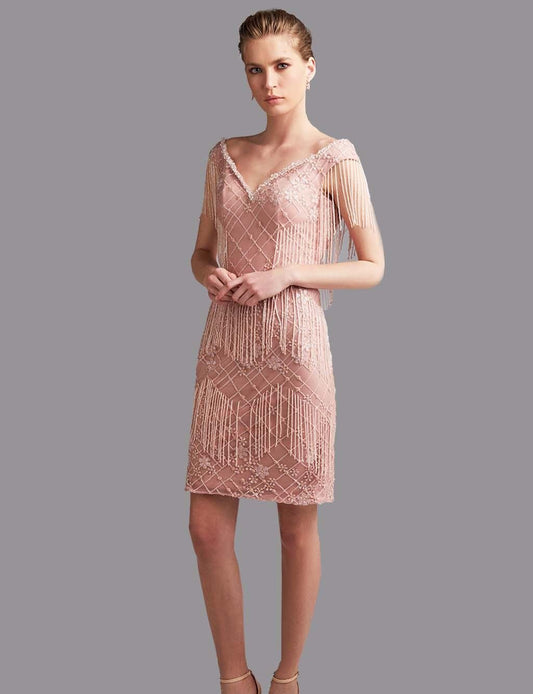 TIARA Embroidered Short Evening Dress