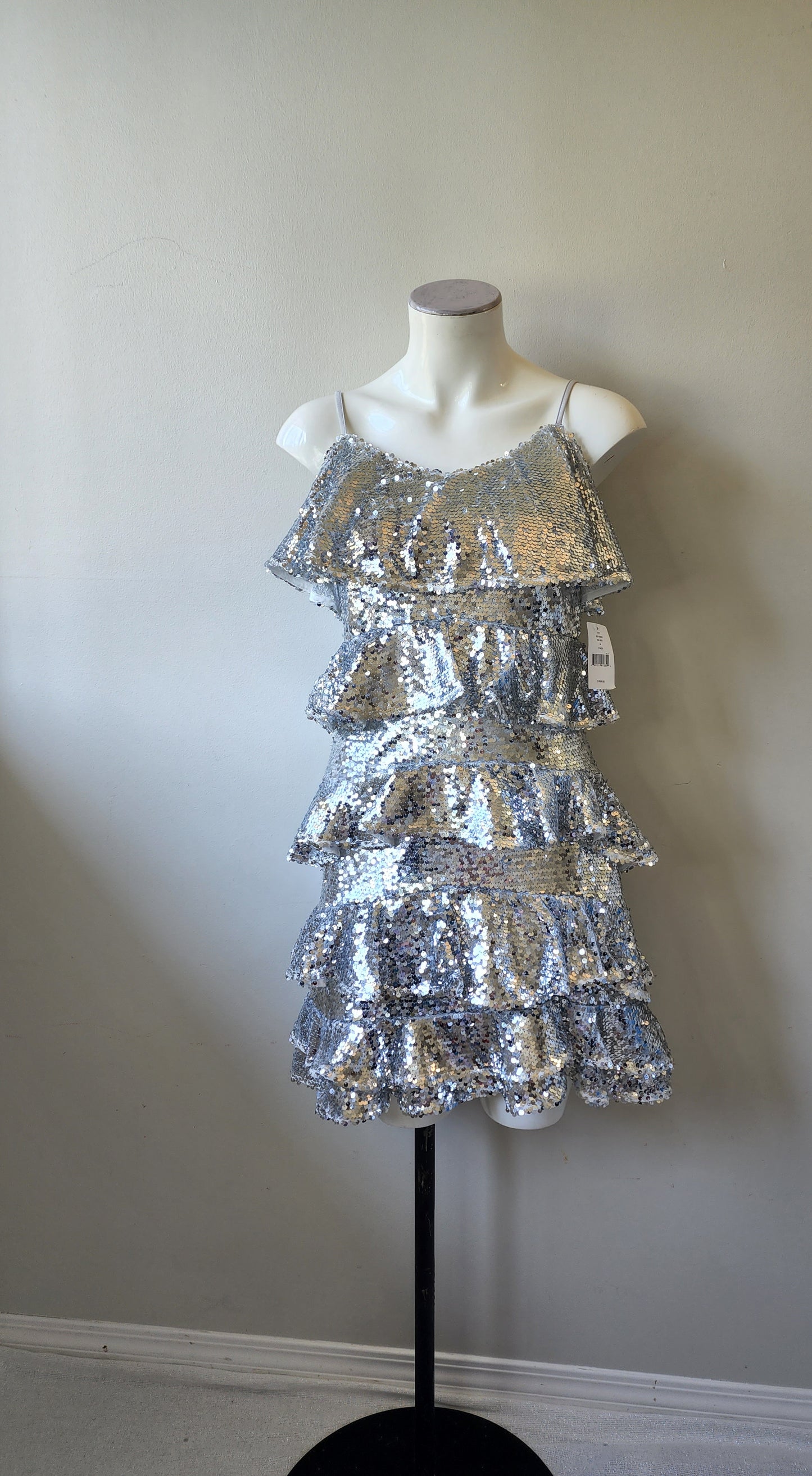 En Saison Sleeveless Sequin Tiered Mini Dress