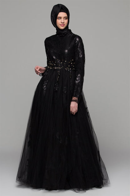 Armine Long Evening Dress Black