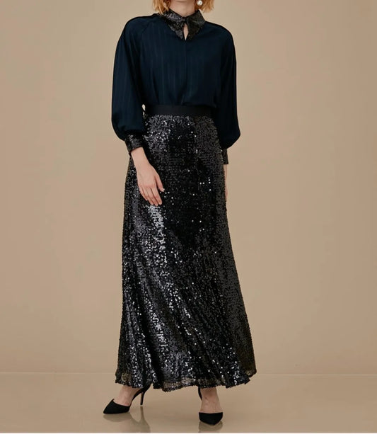 KAYRA Long sequin skirt